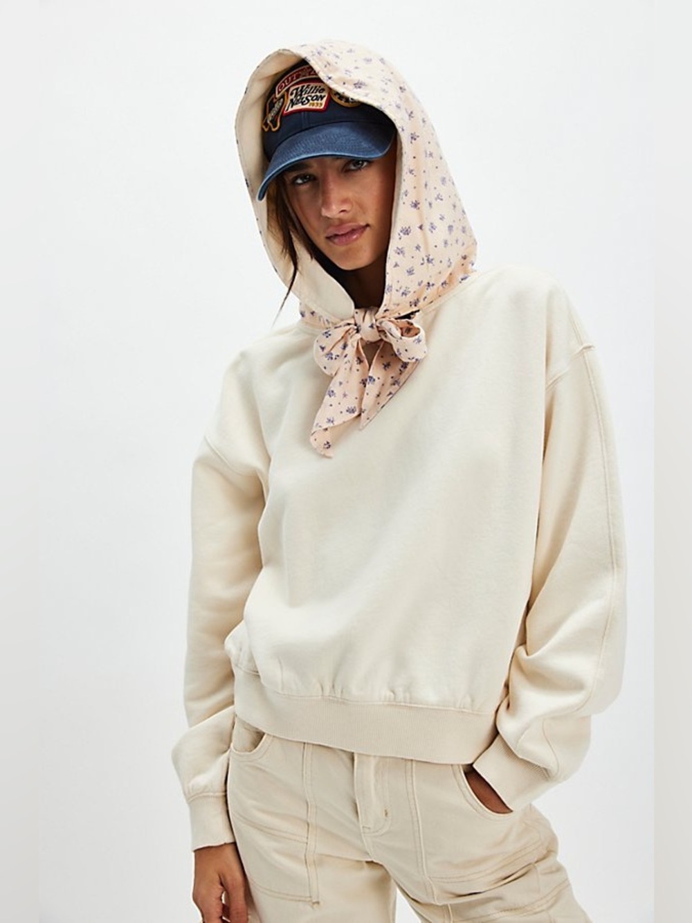 Free people headscarf hoodie feminine unique relaxed comfy floral fall vuori cos